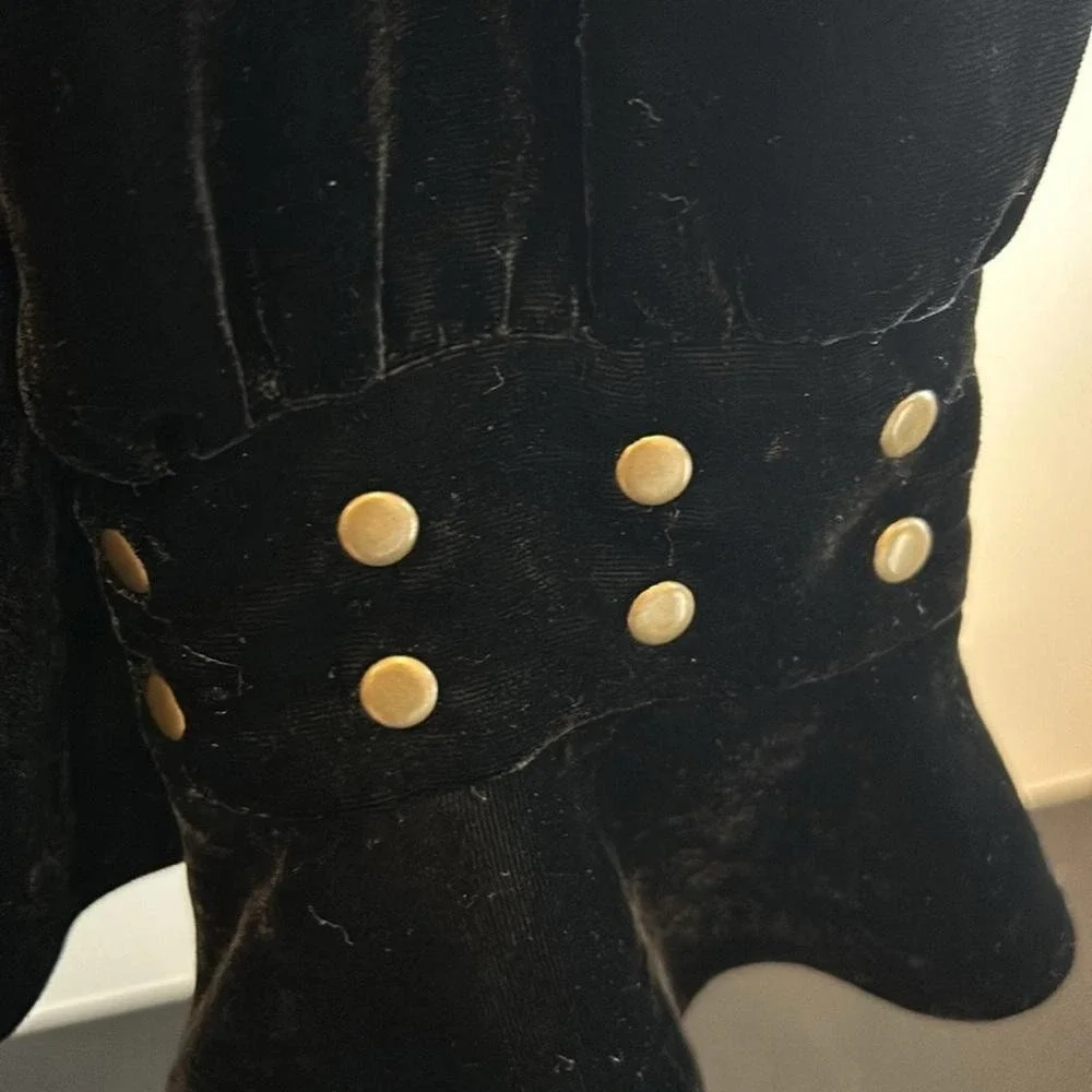 Boston Proper black velvet bolero jacket‎ brass studs